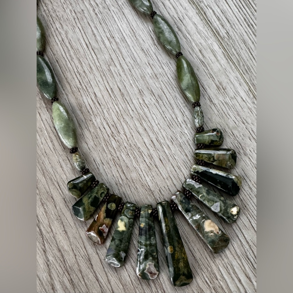 Handmade stone bead necklace.